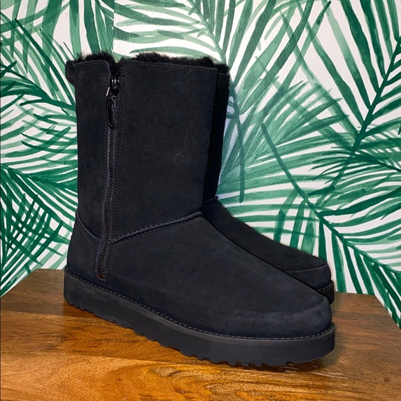 UGG Shoes - UGG Black Classic Zip Sheepskin Boots Women’s 9 1113591